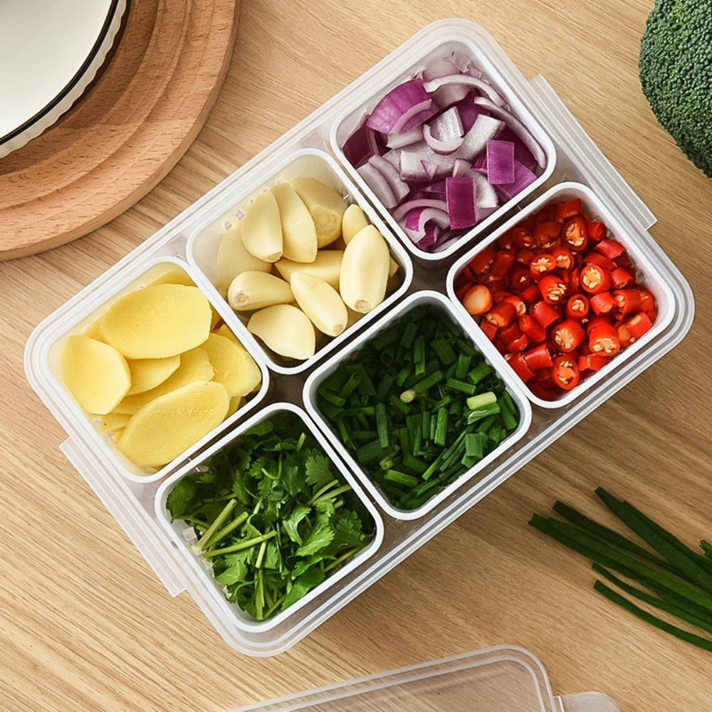 Refrigerator Storage Box 4 and 6 Grids Food Vegetable Fruit