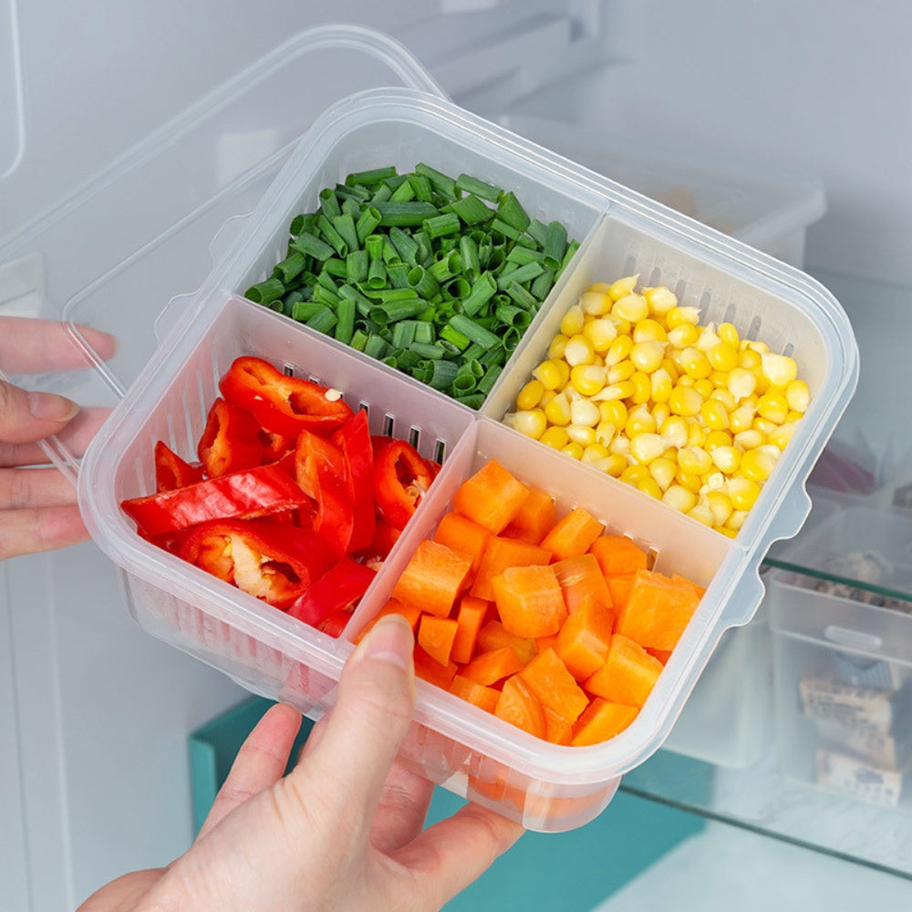 Refrigerator Storage Box 4 and 6 Grids Food Vegetable Fruit