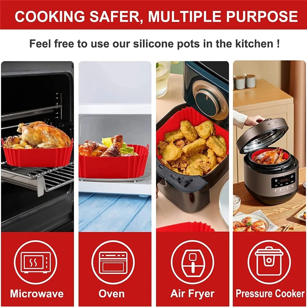 Reusable Airfryer Pan Silicone Air Fryers Oven Baking Tray