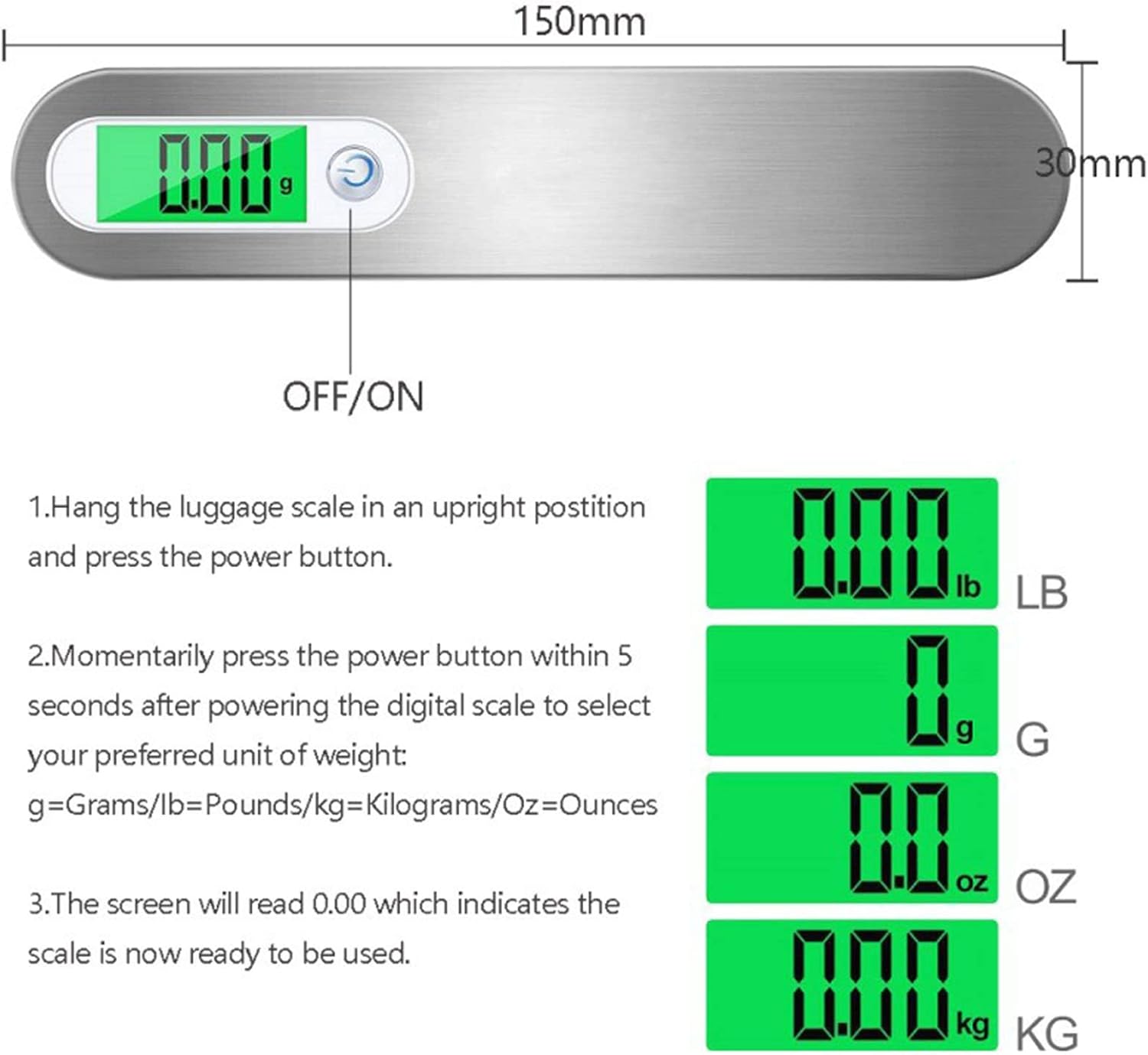 Portable Digital LCD Display Luggage Hanging Scale