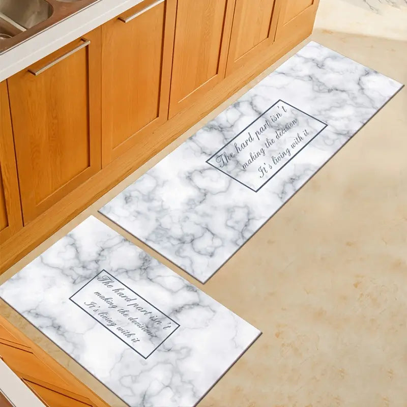 2pcs Modern Marble Kitchen Rug Non-slip Floor Mat